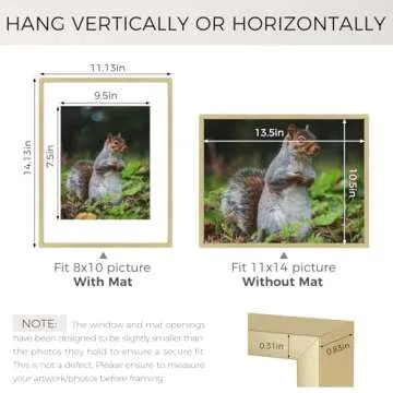 Golden State Art - 11x14 Metal Picture Frames with Mat - Display 8x10 Photo or 11x14 Poster - 11 x 14 Inch Aluminum Frames with Real Glass - Gallery Wall Frame Set of 3 - Gold