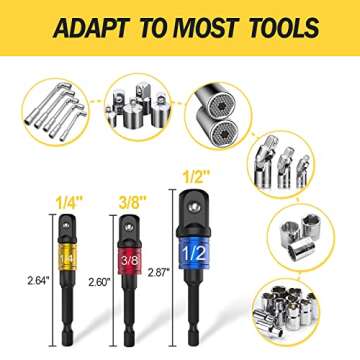 Stocking Stuffers for Men Adults Women Husband Dad Father Mother Teens Christmas Gifts Cool Gadgets 3-Piece 1/4 3/8 1/2" Socket WrenchImpact Socket Adapter Set Tools Extension Drill Adapter Bit Set