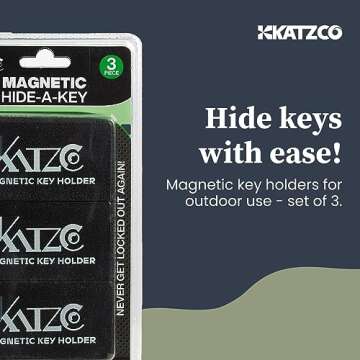Katzco Magnetic Key Holder Trio - Secure and Durable Storage