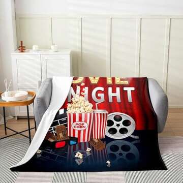 Feelyou Movie Night Plush Throw Blanket, for Theater Cinema Poster Flannel Fleece Blanket Old Fashio...