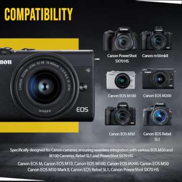 BM Premium LP-E12 Battery for Canon EOS-M, EOS M2, EOS M10, EOS M50, EOS M50 Mark II, EOS M100, EOS M200, SX70 HS, Rebel SL1 Digital Cameras