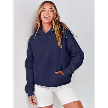 ANRABESS Women Hoodies Oversized Fleece Long Sleeve Comfy Casual Basic Pullover Sweatshirts 2025 Fall Outfits Sweater Navy Blue Small