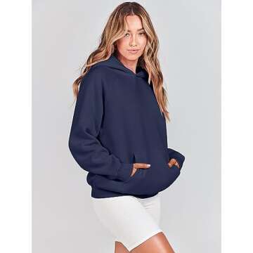 ANRABESS Women Hoodies Oversized Fleece Long Sleeve Comfy Casual Basic Pullover Sweatshirts 2025 Fall Outfits Sweater Navy Blue Small