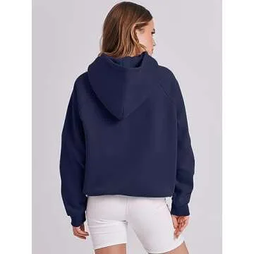 ANRABESS Women Hoodies Oversized Fleece Long Sleeve Comfy Casual Basic Pullover Sweatshirts 2025 Fall Outfits Sweater Navy Blue Small
