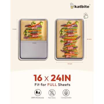 Katbite 16x24 Inch Parchment Paper Sheets - 100 Pcs Non-Stick Baking