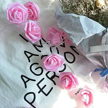 Gee Hut Battery Operated Pink Rose String Lights