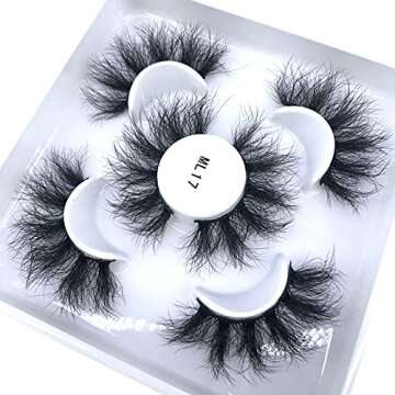 HBZGTLAD Reusable mink eyelashes 25mm lashes fluffy messy 3D mink lashes wholesale 3 pairs natural L...
