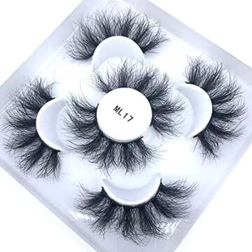 HBZGTLAD Reusable mink eyelashes 25mm lashes fluffy messy 3D mink lashes wholesale 3 pairs natural Long Thick false eyelashes extension (ML17)