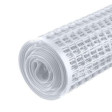 BOEN Garden Fence Temporary Barrier Outdoor Fence for Dog, Rabbit or Deer, Garden Netting Plastic Mesh Plant Protection (40" x 25', White)