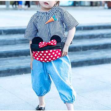 Toddlers Boys Girls Cartoon Fanny Pack Waist Pack Cute Canvas Crossbody Purse Handbag with Mouse Ears