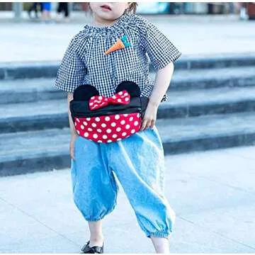 Toddlers Boys Girls Cartoon Fanny Pack Waist Pack Cute Canvas Crossbody Purse Handbag with Mouse Ears
