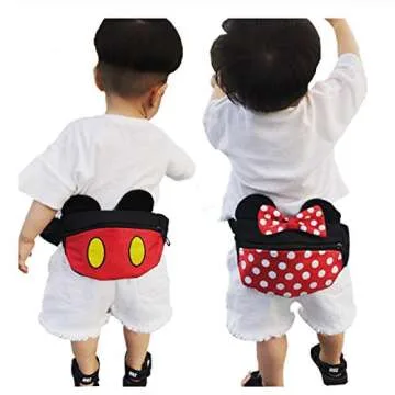 Toddlers Boys Girls Cartoon Fanny Pack Waist Pack Cute Canvas Crossbody Purse Handbag with Mouse Ears