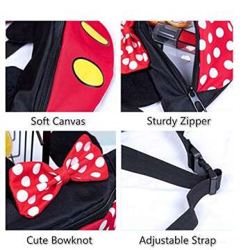 Toddlers Boys Girls Cartoon Fanny Pack Waist Pack Cute Canvas Crossbody Purse Handbag with Mouse Ears