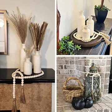 Boho Wood Beads Garland 58-Inch Handmade Decor