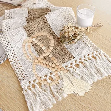 Boho Wood Beads Garland 58-Inch Handmade Decor