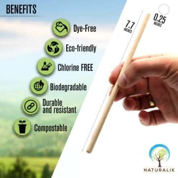 Naturalik 300/1000-Pack Extra Durable Brown Paper Straws Biodegradable- Premium Toxin Free Paper Str...