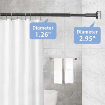 Tension Curtain Rod, 51-86 Inch,Spring Shower Tension Curtain Rod, Closet Rod, for Windows or Shower, Easy to Install, No Drilling, No Rust, for Bathroom, Rod Diameter 1.26 Inches, Black,Umimile
