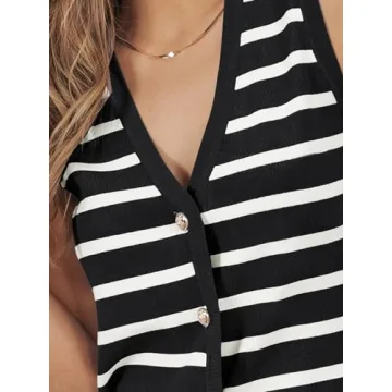 LILLUSORY Women's Striped Sweater Vest for Work & Casual Styles