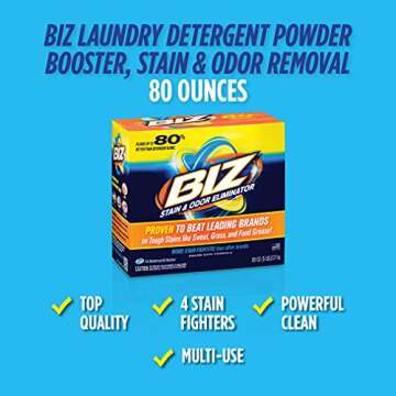Biz Laundry Detergent Powder Booster, Stain & Odor Removal - 80 Ounces