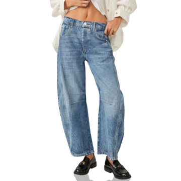 PLNOTME Women's Baggy Boyfriend Jeans - Vintage Wide Leg Denim