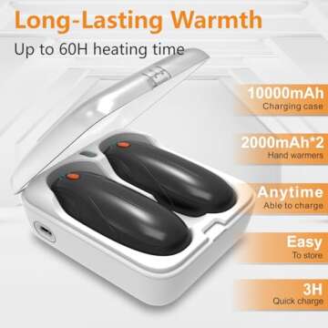 Hand Warmers Rechargeable 2 Pack, 14000mAh Electric Hand Warmers with Charging Case, Quick Charge Po...