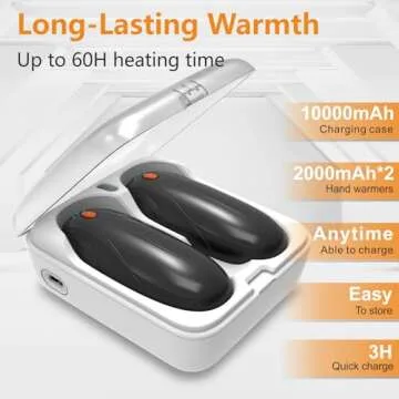 Hand Warmers Rechargeable 2 Pack, 14000mAh Electric Hand Warmers with Charging Case, Quick Charge Po...