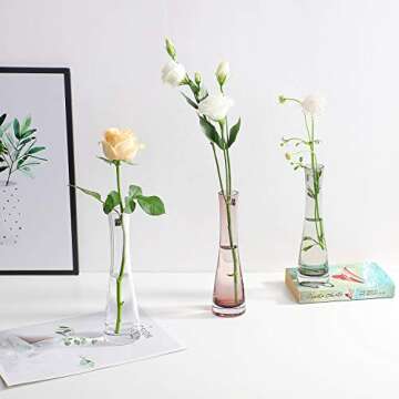 ComSaf 8.5 Inch Clear Glass Bud Vase Set of 3