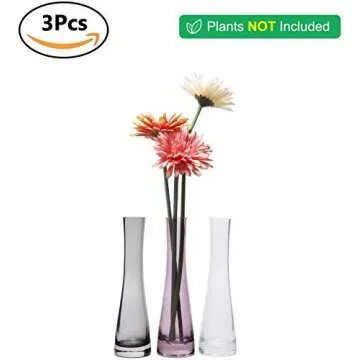 ComSaf 8.5 Inch Clear Glass Bud Vase Set of 3