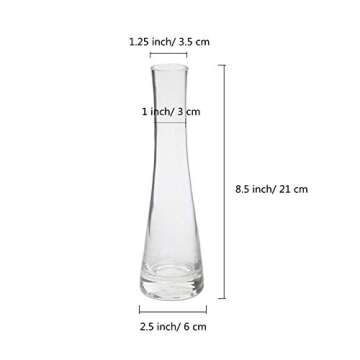 ComSaf 8.5 Inch Clear Glass Bud Vase Set of 3