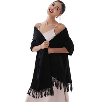 RIIQIICHY Winter Scarf for Women Black Pashmina Shawls Wraps for Evening Dresses Large Warm Soft Sca...