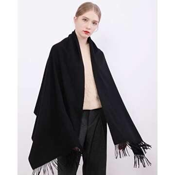 RIIQIICHY Winter Scarf for Women Black Pashmina Shawls Wraps for Evening Dresses Large Warm Soft Scarves