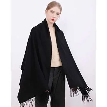 RIIQIICHY Winter Scarf for Women Black Pashmina Shawls Wraps for Evening Dresses Large Warm Soft Scarves