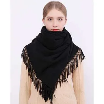 RIIQIICHY Winter Scarf for Women Black Pashmina Shawls Wraps for Evening Dresses Large Warm Soft Scarves