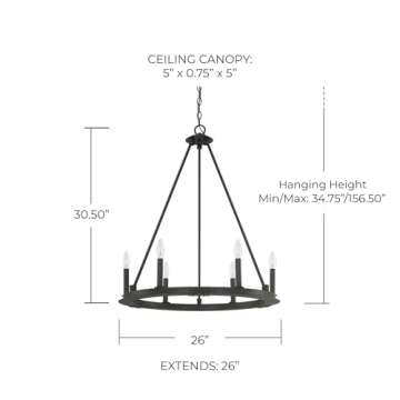Capital Lighting 4916BI-000 Pearson Urban/Industrial Minimalistic Candle Chandelier, 6-Light 360 Tot...