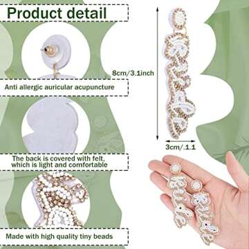 Bride and Mrs Earrings Set Bride Beaded Wedding Earrings Handmade Statement Mrs Dangle Earrings for Women (Romantic Style)