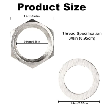 5 Set of Guitar Jack Nut and Washer, Alloy Thread 3/8" Input Output Jack Nut and Washers Replacement...