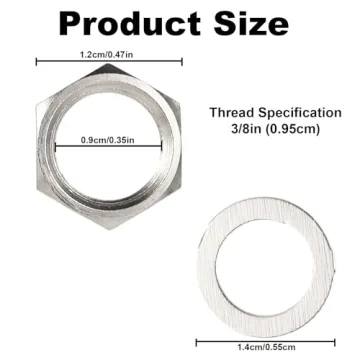 5 Set of Guitar Jack Nut and Washer, Alloy Thread 3/8" Input Output Jack Nut and Washers Replacement...