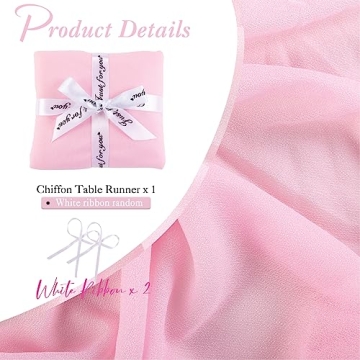 Elegant RuiYok Pink Chiffon Table Runner 12x120 Inches