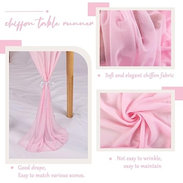 Elegant RuiYok Pink Chiffon Table Runner 12x120 Inches