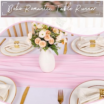 Elegant RuiYok Pink Chiffon Table Runner 12x120 Inches