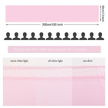 Elegant RuiYok Pink Chiffon Table Runner 12x120 Inches