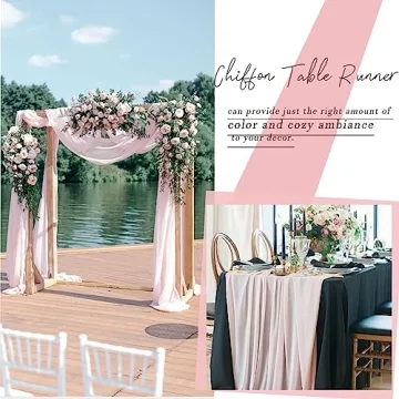 Elegant RuiYok Pink Chiffon Table Runner 12x120 Inches