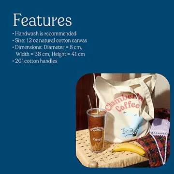 Chamberlain Coffee The Original Family Shopping Tote - Aesthetic Tote Bag for Groceries, Farmers Market, Books & School - Cotton Canvas Tote Bag - Durable Reusable Canvas Shopping Bag