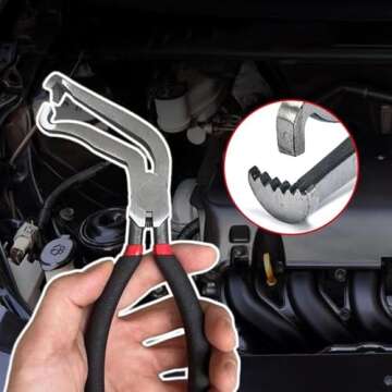 Electrical Disconnect Pliers,Electrical Connector Pliers for Cars,Fuel Line Petrol Clip Pipe Pliers, Automotive Hose Disconnect Tools for Push Tab Style Plugs (1*Red60°+1*Red Straight)