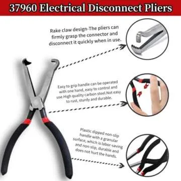 Electrical Disconnect Pliers,Electrical Connector Pliers for Cars,Fuel Line Petrol Clip Pipe Pliers, Automotive Hose Disconnect Tools for Push Tab Style Plugs (1*Red60°+1*Red Straight)