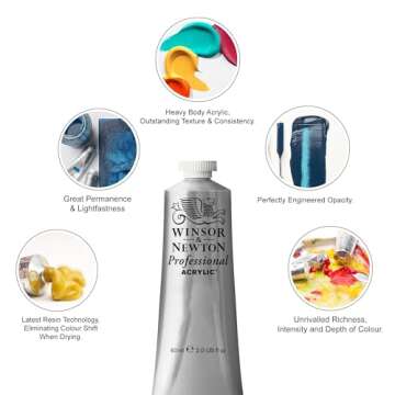 Winsor & Newton Professional Acrylic Paint, 60ml (2-oz) Tube, Permanent Alizarin Crimson