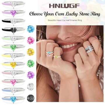 HNLUGF Love Me Until I'M Me Again Black Heart-Cut Half Enamel Ring - Elegant Self-Love Gift for Wome...