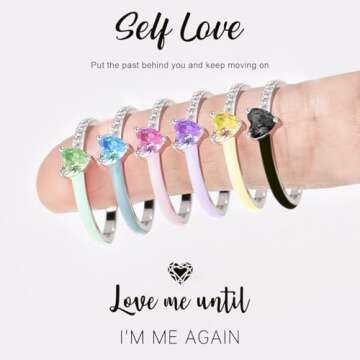 HNLUGF Love Me Again Black Heart Ring for Women