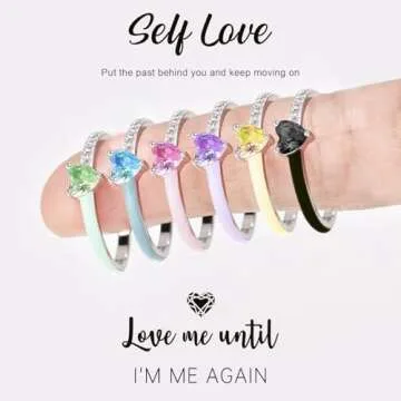 HNLUGF Love Me Again Black Heart Ring for Women