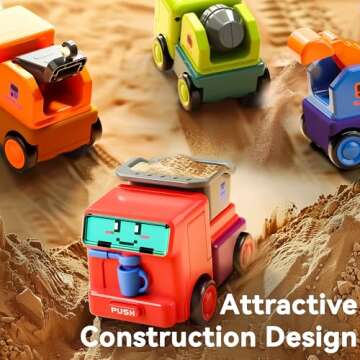 iPlay, iLearn Construction Push Go Car Toys for Toddlers, 2 in 1 Kids Robot Racing Cars, Infant Play Vehicle Set, Mini Pull Back Push Go Friction Car, 3-4-5-6 Years Old Boys Cool Birthday Gift - Robot